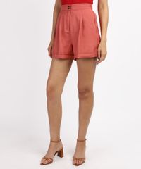 Short-Feminino-Cintura-Alta-Alfaiatado-com-Bolsos-Coral-9948726-Coral_1