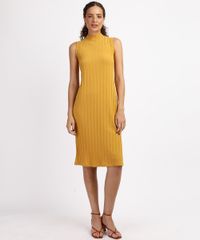 Vestido-Feminino-Canelado-Sem-Manga-Gola-Alta-Mostarda-9960695-Mostarda_3