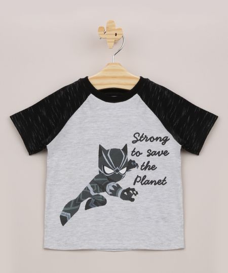 Camiseta Infantil Raglan Pantera Negra Manga Curta Cinza Mescla - 2 Menor preço em Camiseta Infantil Raglan Pantera Negra Manga Curta Cinza Mescla - 2
