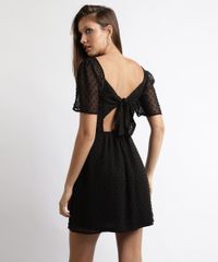 Vestido-Feminino-Curto-Texturizado-com-Transparencia-Manga-Curta-Preto-9885992-Preto_2