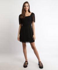 Vestido-Feminino-Curto-Texturizado-com-Transparencia-Manga-Curta-Preto-9885992-Preto_3