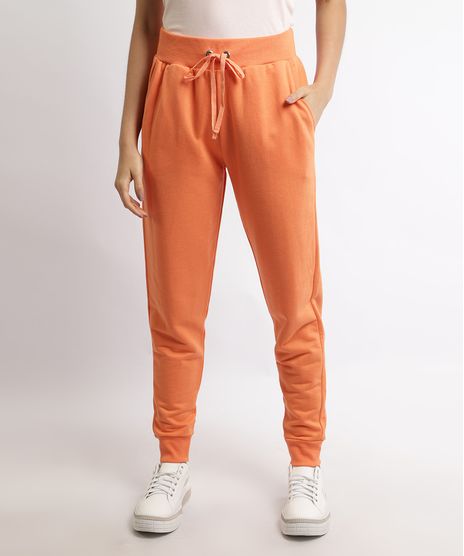 Calca-de-Moletom-Feminina-Basica-Jogger-Cintura-Media-com-Bolsos-Laranja-9948942-Laranja_1