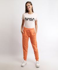 Calca-de-Moletom-Feminina-Basica-Jogger-Cintura-Media-com-Bolsos-Laranja-9948942-Laranja_3