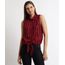 Camisa-Feminina-Estampada-Xadrez-Vichy-Com-No-e-Bolso-Sem-Manga-Vinho-9875268-Vinho_1