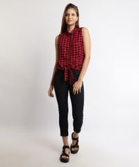 Camisa-Feminina-Estampada-Xadrez-Vichy-Com-No-e-Bolso-Sem-Manga-Vinho-9875268-Vinho_3 Camisa-Feminina-Estampada-Xadrez-Vichy-Com-No-e-Bolso-Sem-Manga-Vinho-9875268-Vinho_3