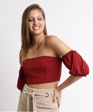 Blusa-Feminina-Cropped-Ombro-a-Ombro-Manga-Bufante-Vermelha-9959956-Vermelho_1