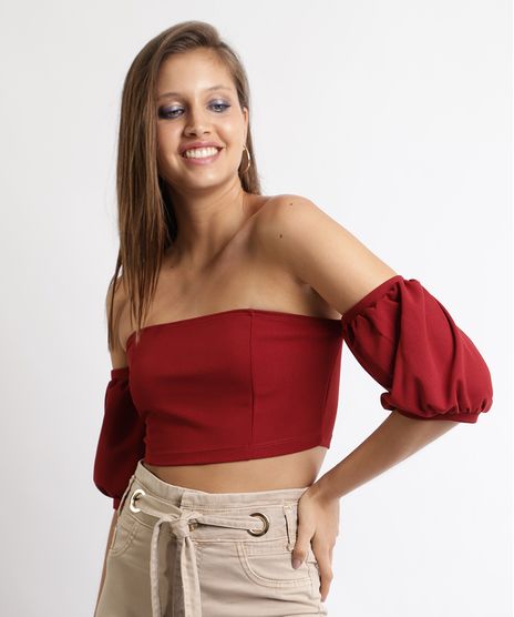 Blusa-Feminina-Cropped-Ombro-a-Ombro-Manga-Bufante-Vermelha-9959956-Vermelho_1