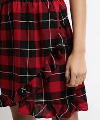 Vestido-Feminino-Curto-Transpassado-Estampado-Xadrez-Manga-Curta-Vinho-9896301-Vinho_5