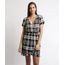 Vestido-Feminino-Curto-Transpassado-Estampado-Xadrez-Manga-Curta-Preto-9896302-Preto_1