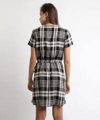 Vestido-Feminino-Curto-Transpassado-Estampado-Xadrez-Manga-Curta-Preto-9896302-Preto_2