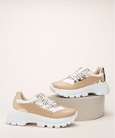 tenis bege feminino vizzano