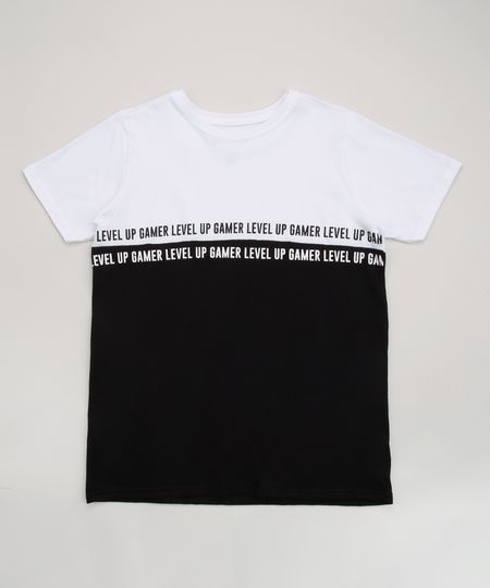 Camiseta-Juvenil-Bicolor--Level-Up--com-Recorte-Manga-Curta-Preta-9957282-Preto_1