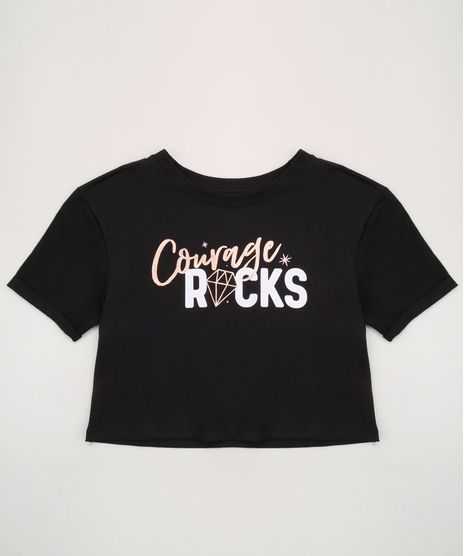 Blusa-Juvenil-Cropped--Courage-Rocks--As-Princesas-Manga-Curta-Preta-9962333-Preto_1
