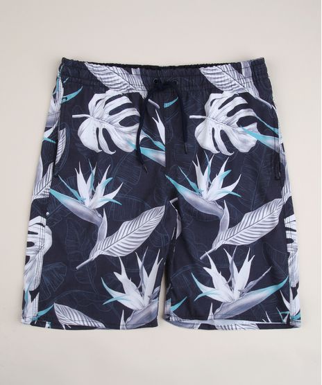 Bermuda-Surf-Juvenil-Estampada-de-Folhagens-com-Bolsos-Azul-Marinho-9954468-Azul_Marinho_1