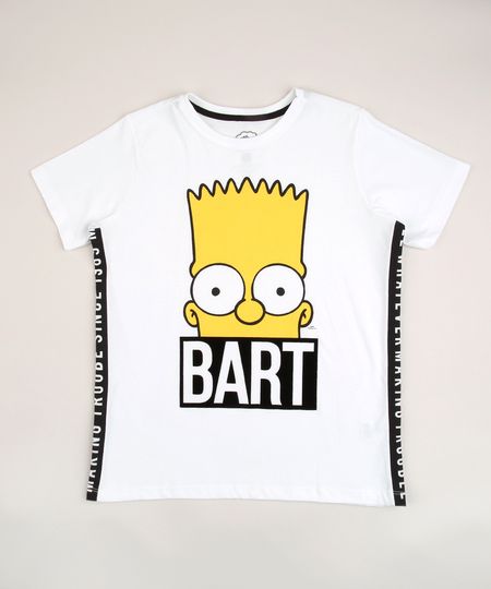 Camiseta-Juvenil-Bart-Os-Simpsons-com-Faixa-Lateral-Manga-Curta-Off-White-9957283-Off_White_1