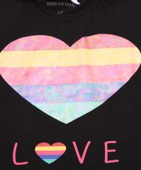 Blusa-Juvenil-Coracao-Colorido--Love--Manga-Curta-Preta-9962370-Preto_3
