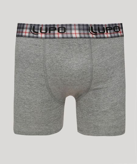 Cueca-Masculina-Lupo-Boxer-Estampada-de-Xadrez-em-Algodao-Cinza-Mescla-Escuro-9968222-Cinza_Mescla_Escuro_1