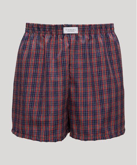 Samba-Cancao-Masculina-Estampada-Xadrez-com-Elastico-Azul-Marinho-9965128-Azul_Marinho_1