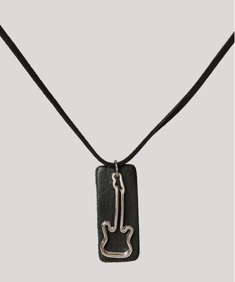 Colar-Masculino-Cordao-com-Guitarra-e-Placa-Preto-9971105-Preto_1