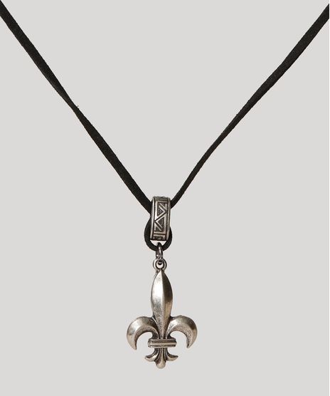 Colar-Masculino-Cordao-com-Flor-de-Lotus-Preto-9971108-Preto_1