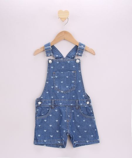 Jardineira-Jeans-Infantil-Estampado-de-Coracoes-com-Bolsos-Azul-Medio-9957882-Azul_Medio_1