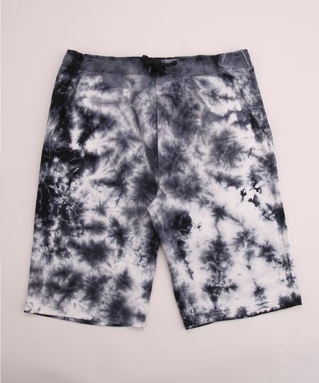 Bermuda-de-Moletom-Juvenil-Estampada-Tie-Dye-com-Cordao-e-Bolsos-Preta-9959788-Preto_1