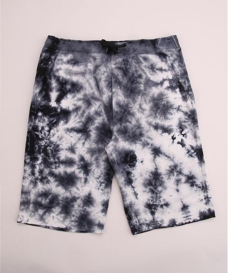 Bermuda-de-Moletom-Juvenil-Estampada-Tie-Dye-com-Cordao-e-Bolsos-Preta-9959788-Preto_1