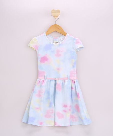 Vestido-Infantil-Estampado-Tie-Dye-Manga-Curta-com-Cinto-Multicor-9963721-Multicor_1