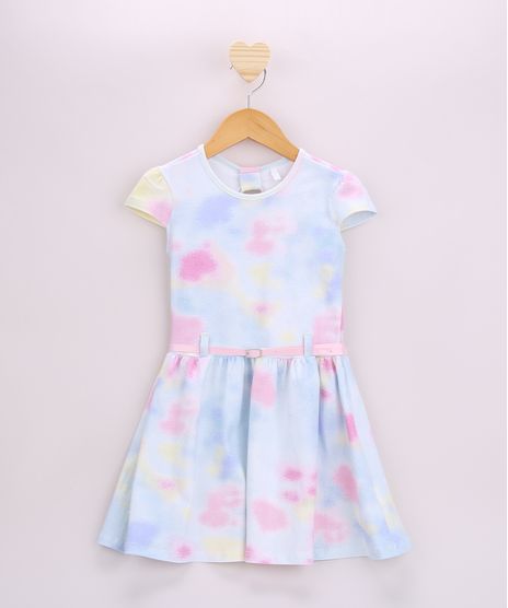Vestido-Infantil-Estampado-Tie-Dye-Manga-Curta-com-Cinto-Multicor-9963721-Multicor_1
