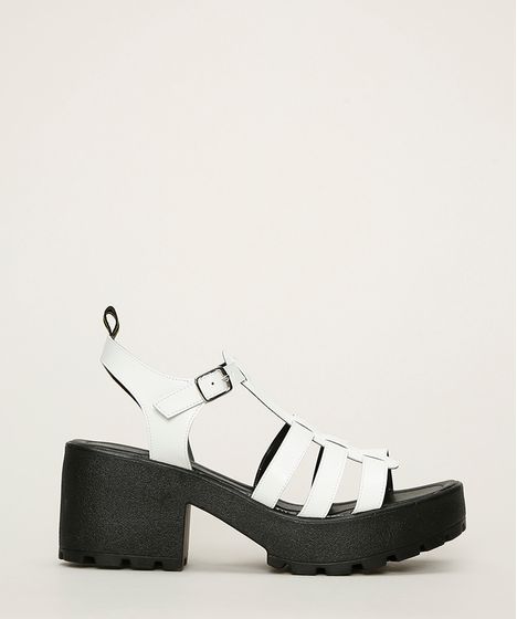 sandália feminina tratorada block salto grosso