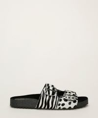 Rasteirinha-Feminina-de-Couro-Oneself-Estampada-Zebra-com-Fivelas-Preta-9965234-Preto_2