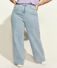 Calca-Jeans-Feminina-Plus-Size-Mindset-Obvious-Wide-Reta-Cintura-Super-Alta-com-Bordado--Self-Love--Azul-Claro-9974752-Azul_Claro_1