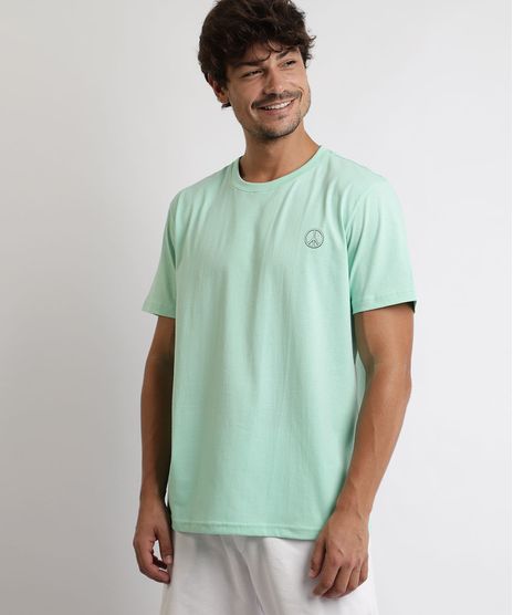 Camiseta-Masculina--Simbolo-da-Paz--Manga-Curta-Gola-Careca-Verde-Claro-9963310-Verde_Claro_1