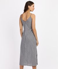 Vestido-Feminino-Midi-Estampado-Xadrez-Vichy-com-Fendas-e-No-Alca-Fina-Preto-9960159-Preto_2