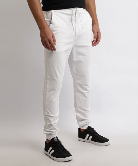 calça masculina branca sarja
