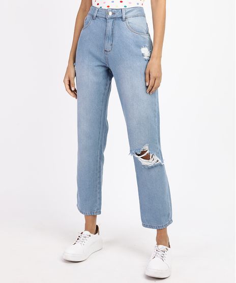 Calca-Jeans-Feminina-Boyfriend-Cintura-Media-Destroyed-Azul-Claro-9964529-Azul_Claro_1