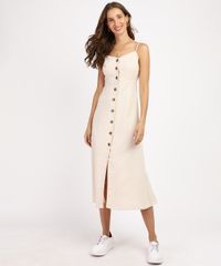 Vestido-Feminino-Midi-com-Linho-e-Botoes-Alca-Fina-Bege-Claro-9963797-Bege_Claro_3