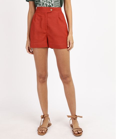 Short-Feminino-Cintura-Super-Alta-Alfaiatado-com-Linho-Cobre-9870946-Cobre_1
