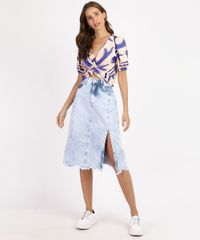 Saia-Jeans-Feminina-Midi-Marmorizada-com-Fenda-e-Barra-Desfiada-Azul-Claro-9964768-Azul_Claro_3
