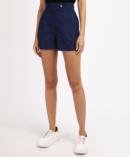 Short-Feminino-Cintura-Super-Alta-Alfaiatado-com-Linho-Azul-Marinho-9870946-Azul_Marinho_1