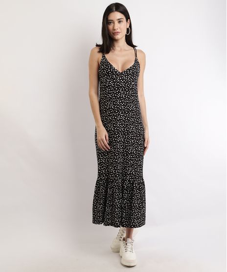 Vestido-Feminino-Midi-Estampado-de-Poa-com-Recorte-Alca-Cruzada-Preto-9959755-Preto_1
