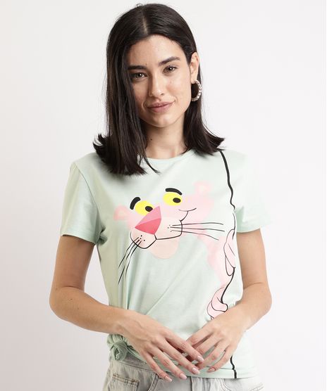 Blusa-Feminina-Pantera-Cor-de-Rosa-Manga-Curta-Decote-Redondo-Verde-Claro-9964404-Verde_Claro_1