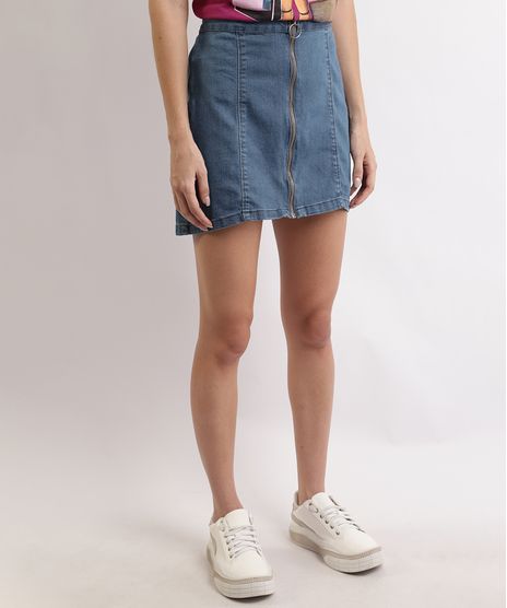 Saia-Jeans-Feminina-Curta-com-Recortes-e-Ziper-de-Argola-Azul-Medio-9964624-Azul_Medio_1