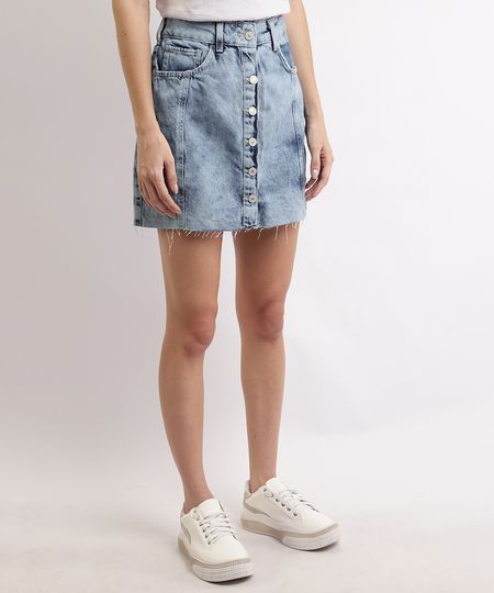 Saia-Jeans-Feminina-Curta-Marmorizada-com-Recortes-e-Botoes-Azul-Claro-9965901-Azul_Claro_1