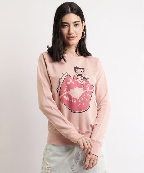 Blusao-de-Moletom-Feminino-Betty-Boop-Decote-Redondo-Rose-9967640-Rose_1