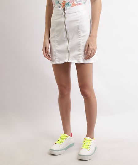 Saia-de-Sarja-Feminina-Curta-com-Recortes-e-Ziper-de-Argola-Branca-9964627-Branco_1