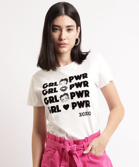 Blusa-Feminina-Betty-Boop--Grl-Pwr--Flocada-Manga-Curta-Decote-Redondo-Off-White-9967635-Off_White_1 Blusa-Feminina-Betty-Boop--Grl-Pwr--Flocada-Manga-Curta-Decote-Redondo-Off-White-9967635-Off_White_1
