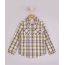 Camisa Infantil Estampada Xadrez de Festa Junina com Bolso Manga Longa Amarela