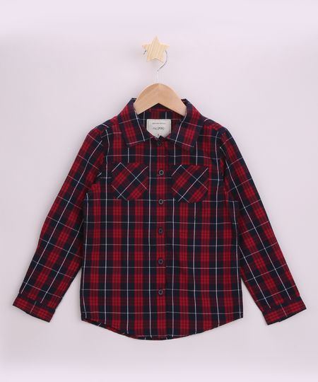 Camisa-Infantil-Estampada-Xadrez-com-Bolso-Manga-Longa-Vermelha-9818716-Vermelho_1