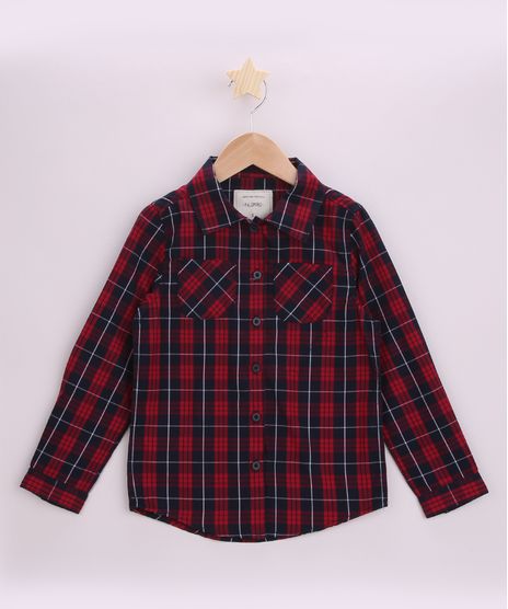 Camisa-Infantil-Estampada-Xadrez-com-Bolso-Manga-Longa-Vermelha-9818716-Vermelho_1